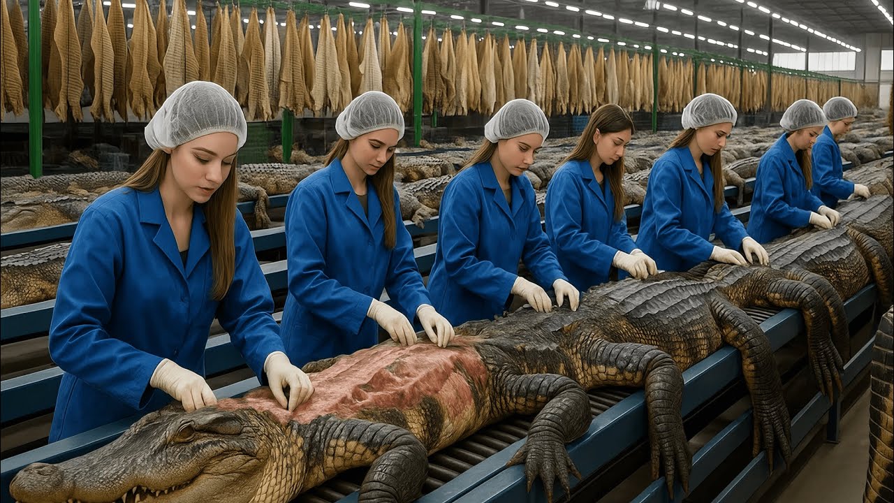 Inside Leather Factory: Transforming Raw Crocodile Skins into High-End Luxury Goods (Full process)