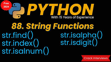 String indexing in Python | find | isalnum | isalpha | isdigit | Built in functions in Python