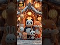 Panda and his little build their home in desert #panda #cartoon #ai #bedtimestories