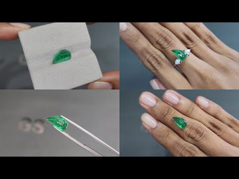 Emerald fancy cut cabochon 2.62 carats, Russia Video  № 1