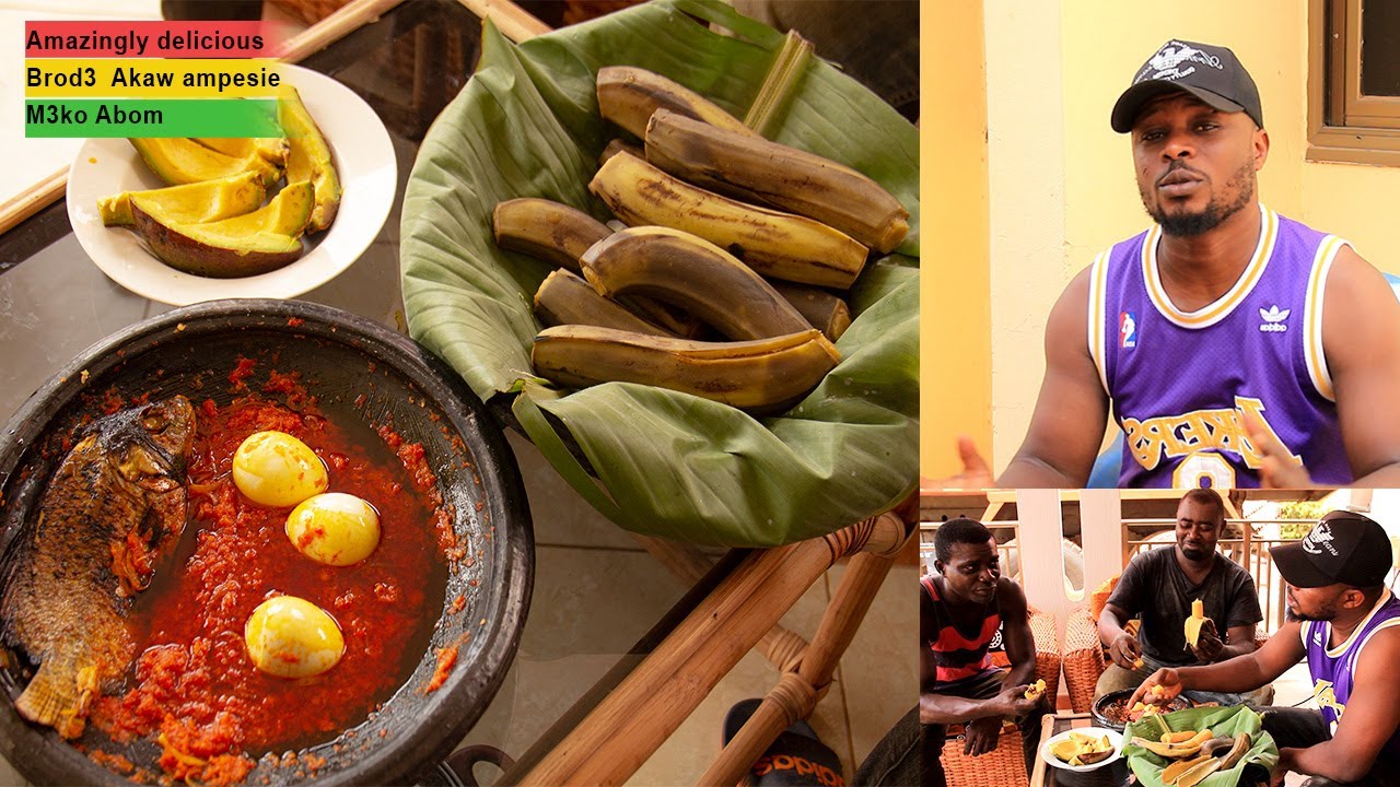 How to make Ghanaian Authentic Unpeeled Boiled Plantain with Hot Sauce Dip (Abom) and Avocado