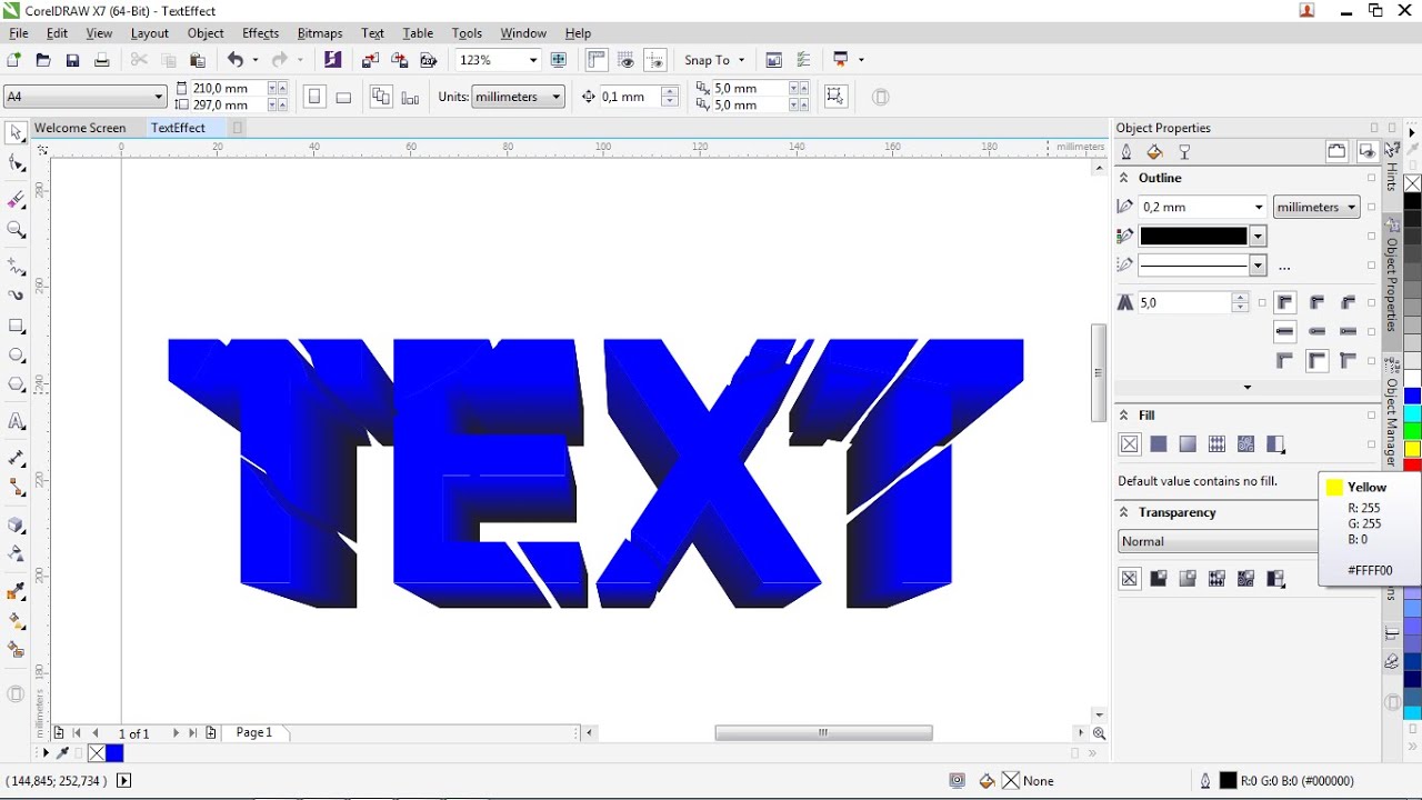 Corel Draw text effect tutorial - YouTube
