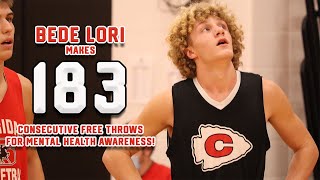 Bede Lori makes 183-STRAIGHT FREE THROWS for the 270 Hoops Mental Health Awareness Challenge ‼️ 😳 Details