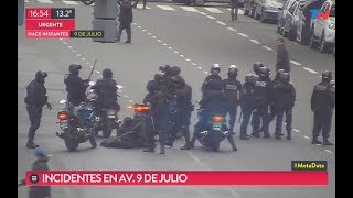 Incidentes con la policía por piquete en la 9 de Julio