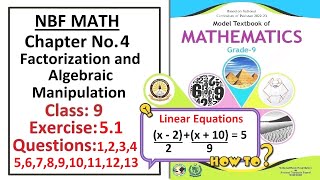 Math Class 9 (NBF) Exercise 5.1 Question 1 to 13 all questions complete solution   -   (FBISE)