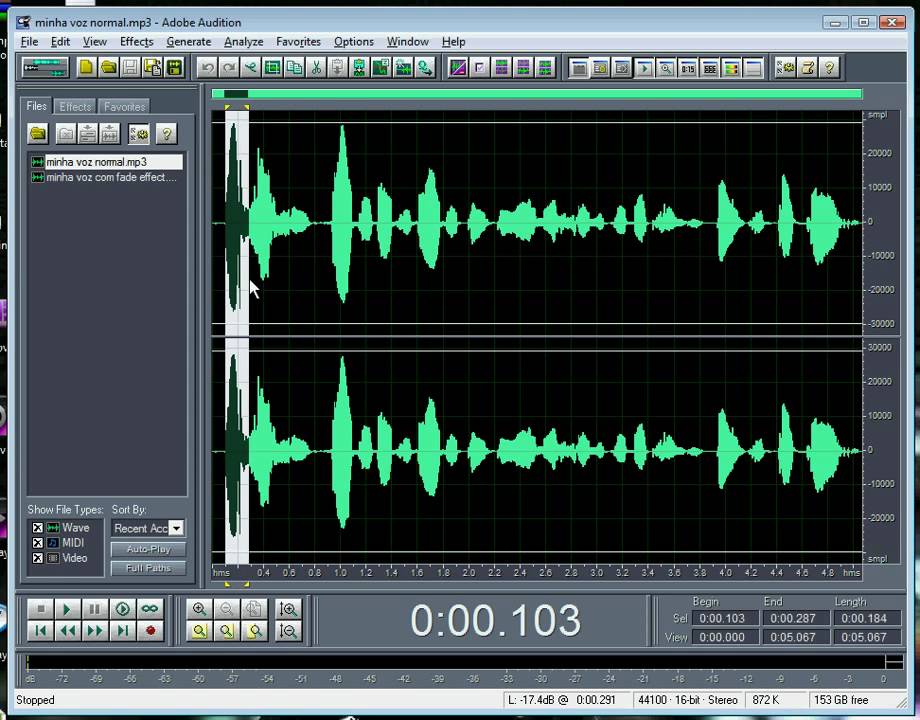 Adobe Audition Efeito Fade in YouTube