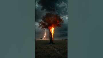 Terrible lightning destroyed tall trees in aninstant.#lightning