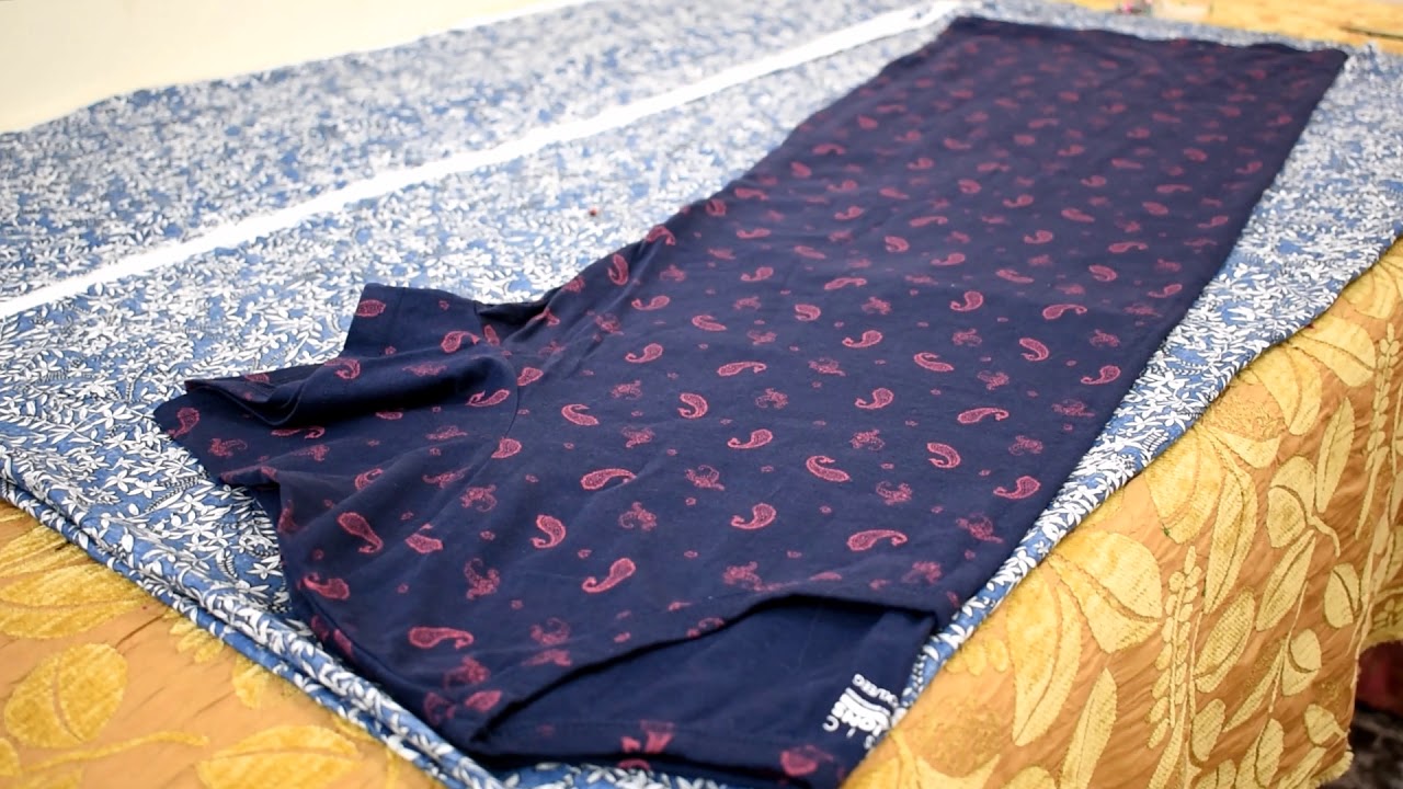 قص بلوزة  طويلة بدون باترون  الجزء الاول Cut a long blouse without Patron