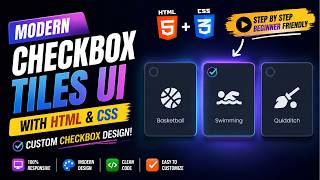 Modern Checkbox Tiles UI with HTML & CSS  | Custom Checkbox Design!