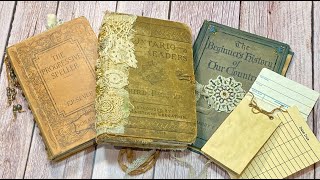 VINTAGE BOOK JOURNALS:  Pt. 16  Update Journals + Library Card & Pocket + Scrap Notepad Tutorial