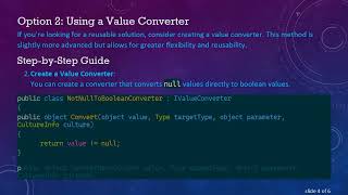 Implementing Checkbox Binding in WPF with a NotNull Condition Implementing Checkbox Binding in WPF with a NotNull Condition