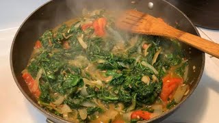 Sautéed Spinach with Onions and Tomatoes.
