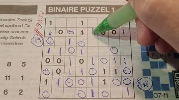 Thursday. Bonus Extra edition. (#9552) Binary01 Sudoku puzzle.  11-07-2024 Extra part 3 of 4