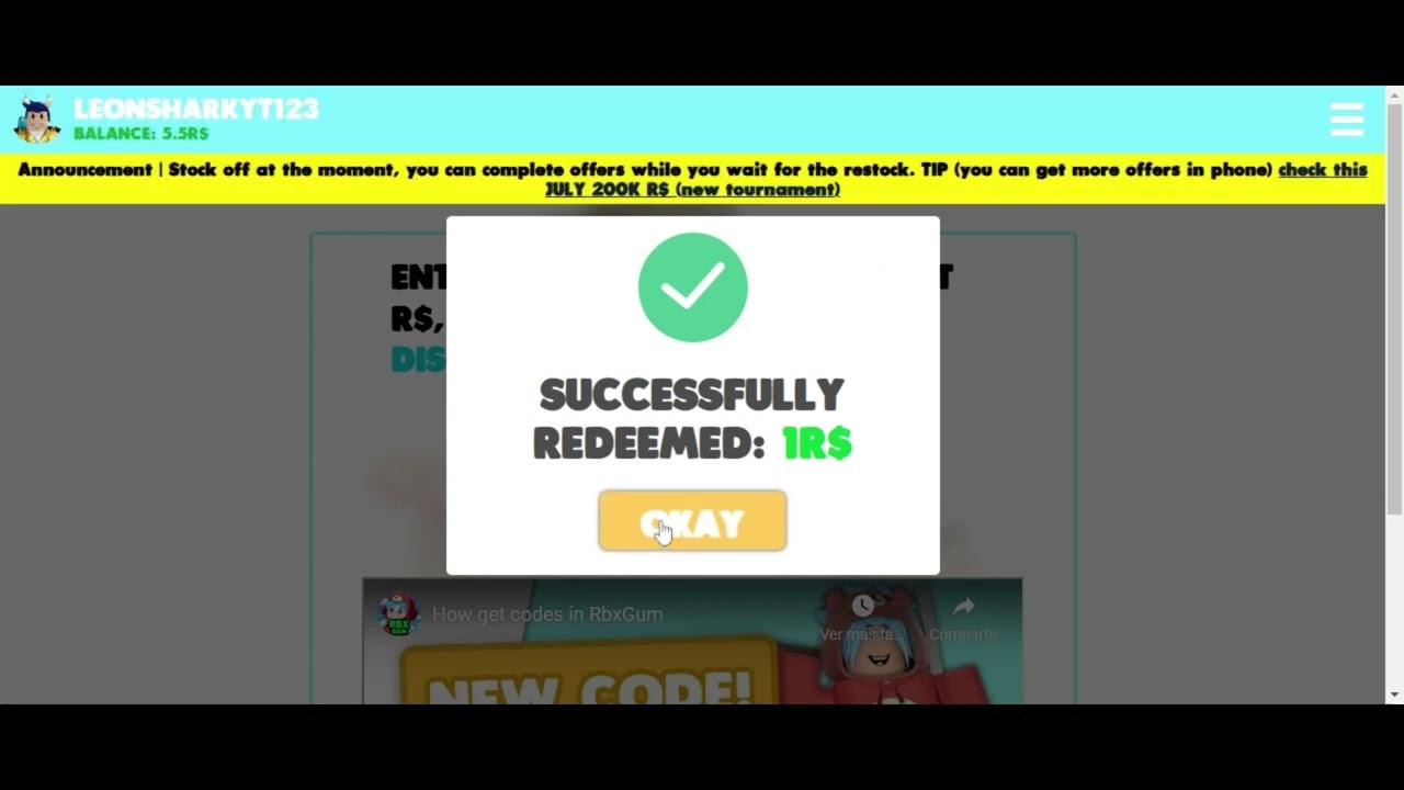 PROMOCODE DE RBX GUM 22 DE JULIO 