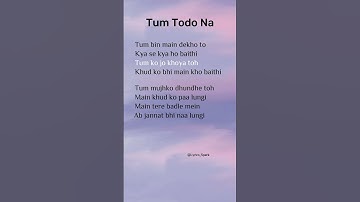 Thumbnail of Bela Shendey & Ash King - Tum Todo Na (Lyrics) #songlyrics #hindisong #tumtodona #shortlyric