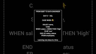 SQL #LearnSQL #DataEngineer #CodingJourney#viralshorts