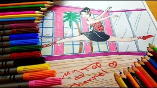 How to Draw Barbie dancing Ballet لون معنا باربي ترقص الباليه