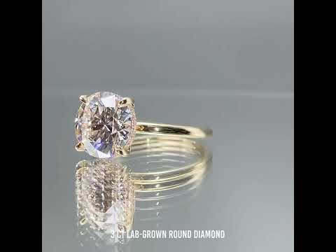 3 carat Round Lab Grown Diamond Yellow Gold Solitaire Ring