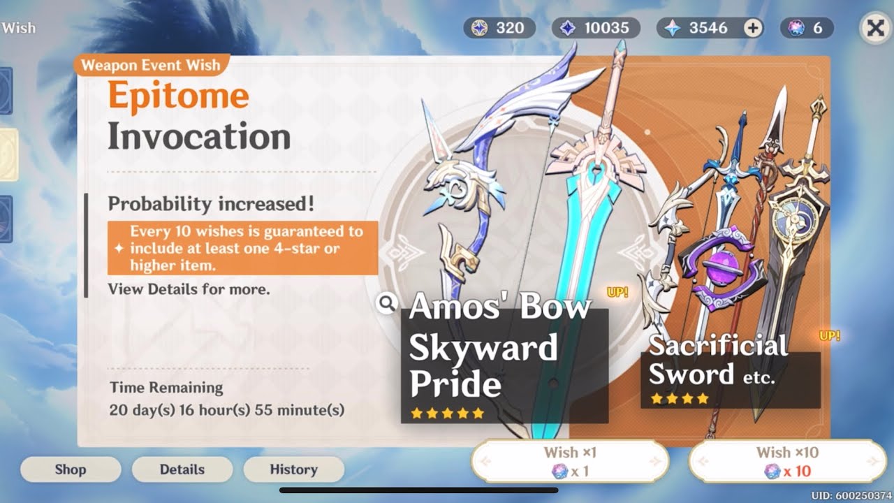 (Genshin Impact) Skyward Pride & Amos Bow Weapon Banner Summons! 1/12