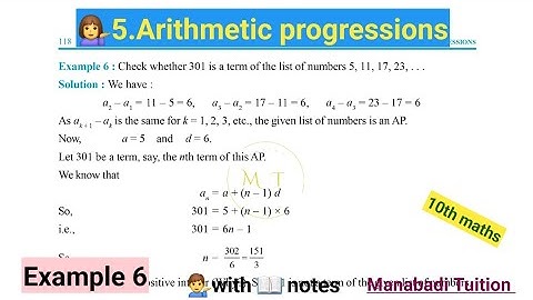 10th class math| Chapter 5| Arithmetic progressions| Example 6|with notes| CBSE| NCERT|