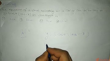 The equation of a wave travelling in a string can be written as  y=3cos pi ( 100 t- x) . Its wav...
