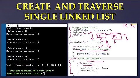 1.1 C program to Create and Traverse Singly Linked Lists #linkedlist