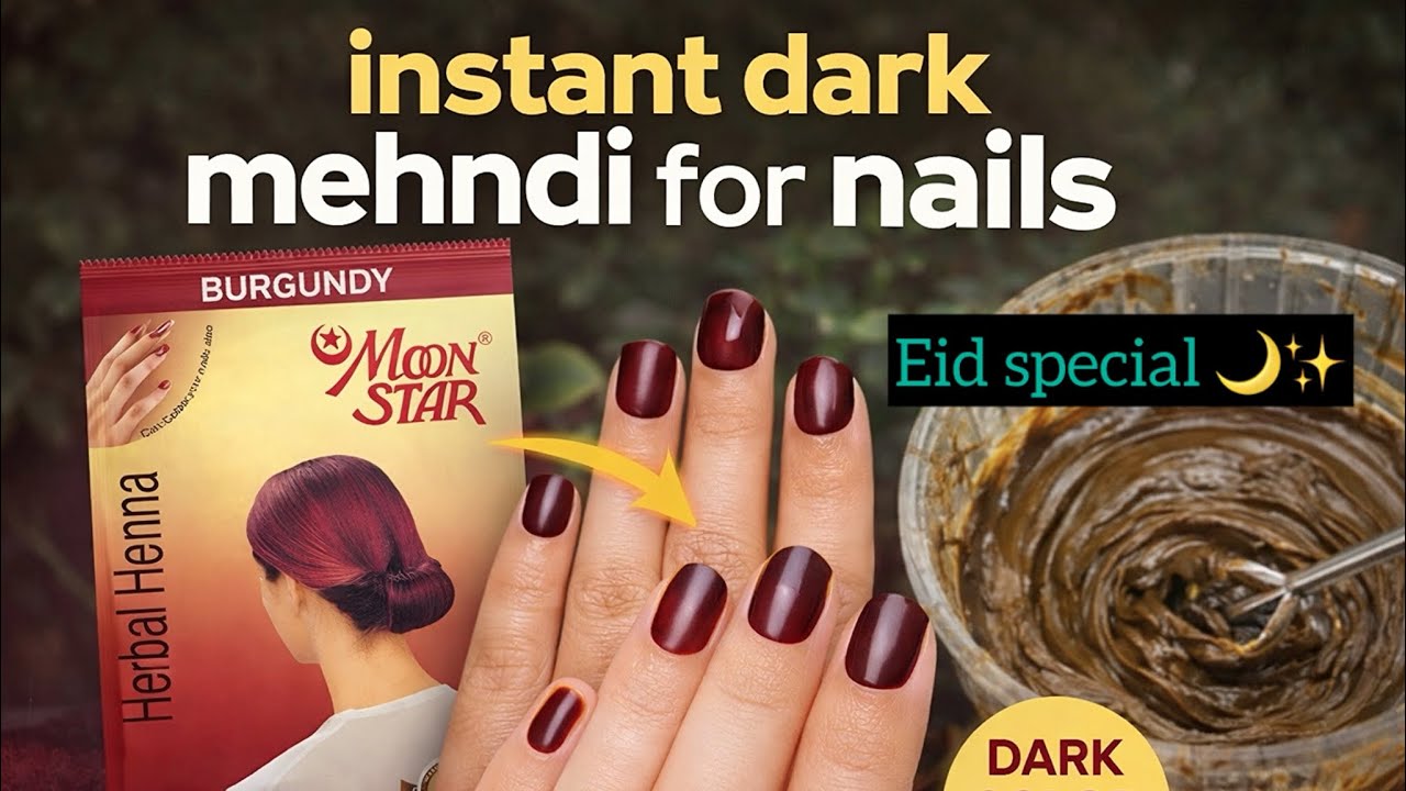 Eid Special 🌙 Instant Brown Nails Mehndi || Amazing Moon Star Brown Nails Mehndi ||