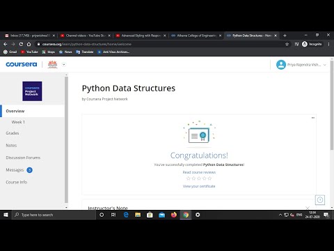 Python Data Structures || Week 1 Quiz Answer ||Coursera ||Coursera Project Network