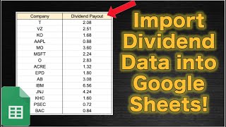 How to Import Dividend Data into Google Sheets! (Get Real Time Dividend Tracking!)