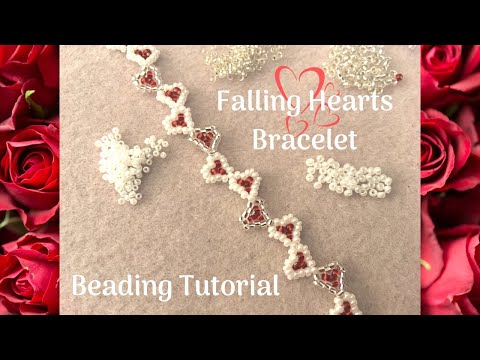 Cute Falling Hearts Bracelet | Seed Bead Project | Beading Tutorial | DIY Jewelry Valentines Day