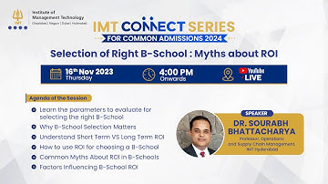 Selection of right B-School: Myths about ROI | IMT Connect Series