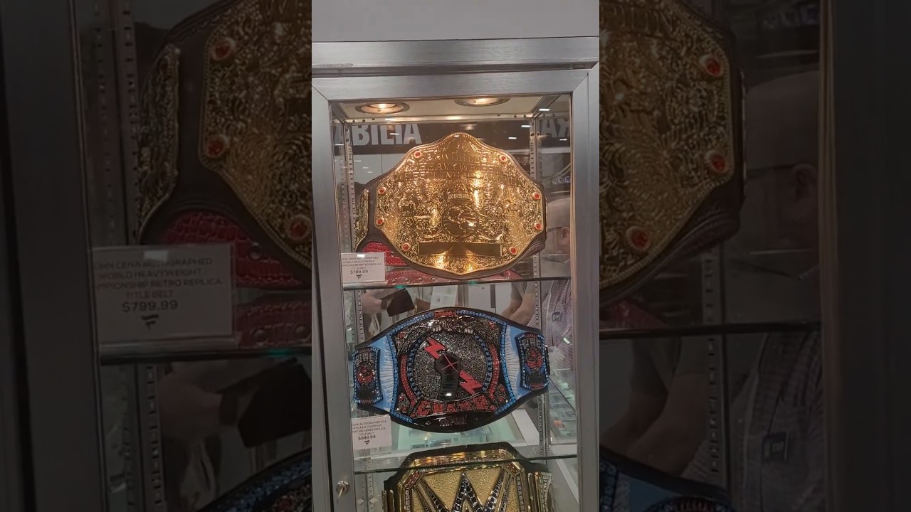 Shiny belts at the WrestleMania Superstore at WWE World Vegas 