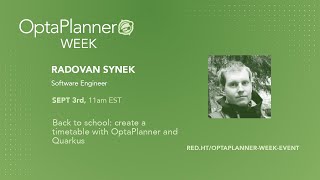 Back to school: create a timetable with OptaPlanner and Quarkus, by Radovan Synek