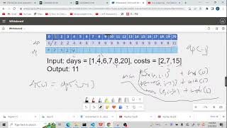 Leetcode 983. Minimum Cost For Tickets (1d dp)