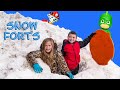 Assistant and Batboy Build Snow Forts and Find PJ Masks Toys