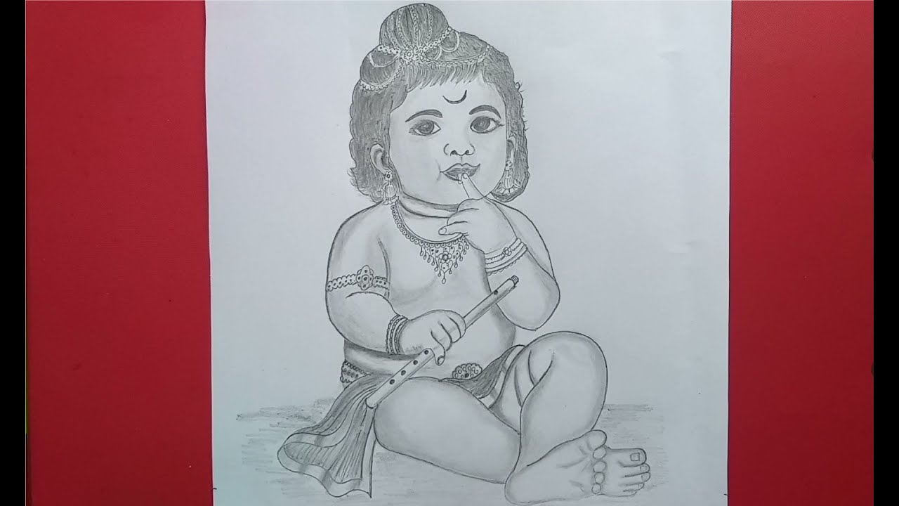 How to draw Lord Krishna /Janmashtami special drawing/ Little ...