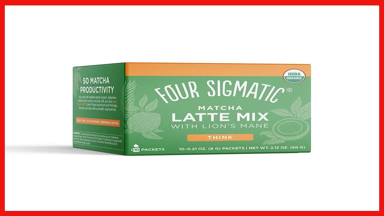 Matcha Latte Mix by Four Sigmatic | Lion’s Mane Mushroom, Organic Matcha, Maitake & Moringa