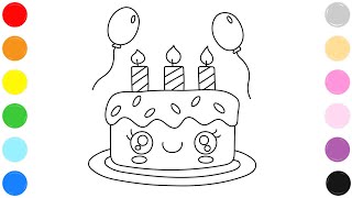 🎂 Birthday Cake Coloring Page for Kids | Cake Coloring | Learn Colors Step by Step 🎨 screenshot 3