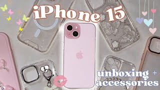 iPhone 15 unboxing (pink) 🌸 + affordable accessories | Rhealyne