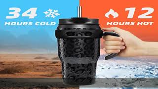 Zibtes 40oz Insulated Tumbler With Lid and Straws Stainless Steel Double Vacuum Leak Proof Coffee