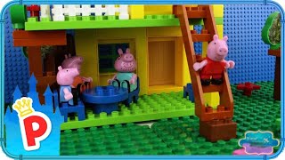 ♥ Peppa Pig Backyard Adventures | Peppa and George Build Playground & Tree house