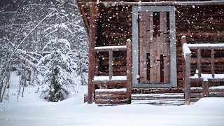 Relax to Snowstorm Sleep Sounds | Cozy Log Cabin in the Snow