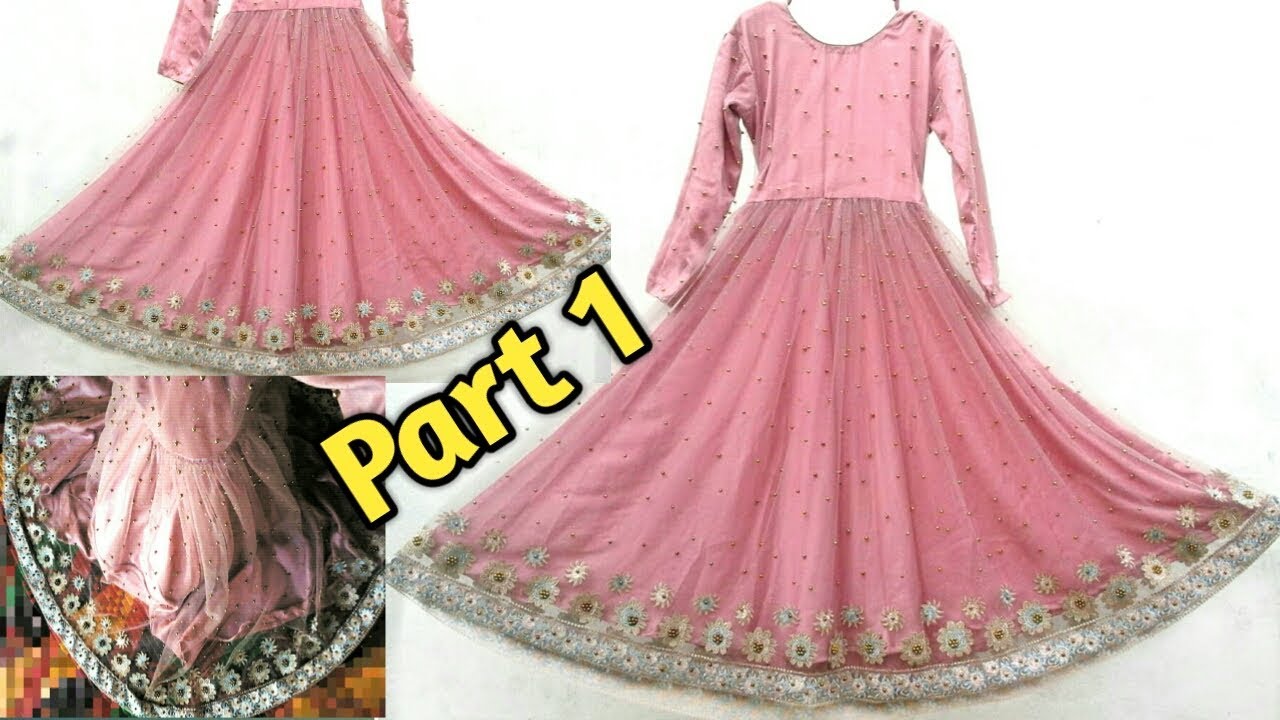 Net frock cutting and stitching part 1 in Urdu/Hindi by Fizza Mir