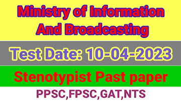 Ministry of information and Broadcasting Stenotypist Paper 10 April 2023 || #stenotypist #pastpaper
