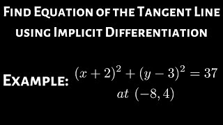 Equation of the Tangent Line with Implicit Differentiation Example 2