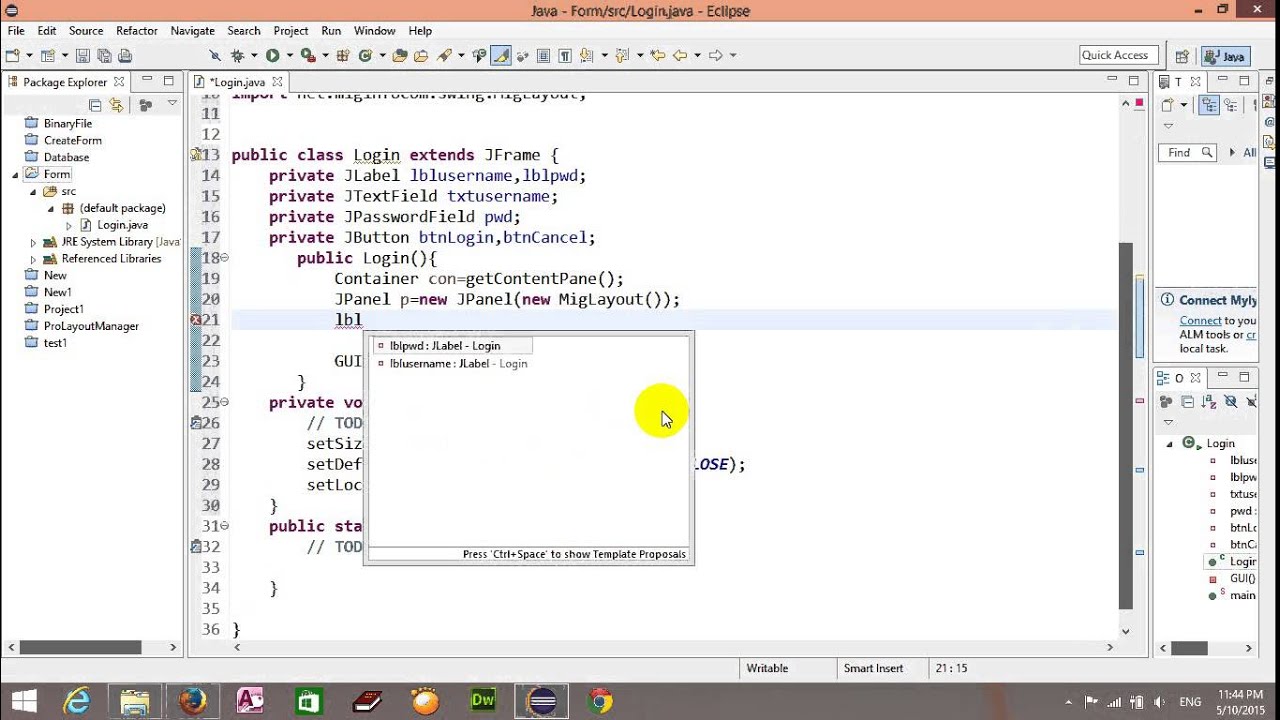 Create Form login with MigLayout step 1 - YouTube