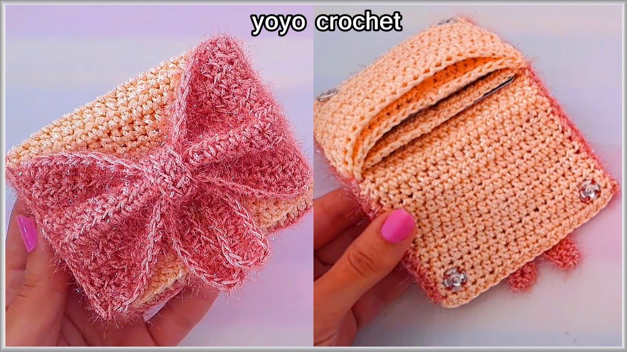 بقطعة واحدة فقط !! بوك كروشية ب 3 جيوب // سهل للمبتدئين #هديه_عيد_الأم - crochet wallet