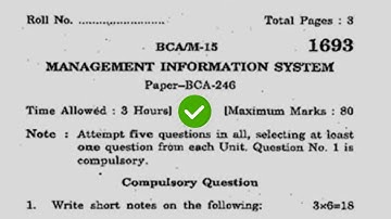 2015 Kuk BCA 4th Sem Management Information System Question Paper