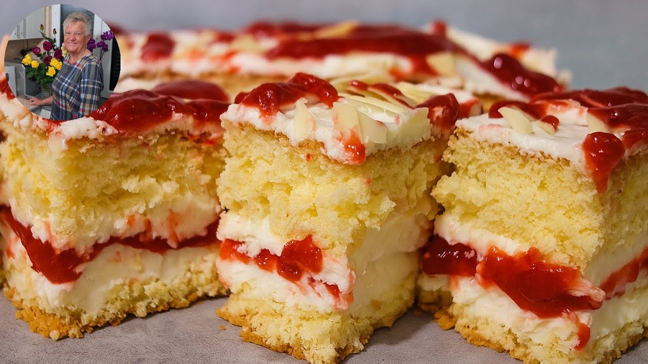 Ciasto z truskawkami i kremem budyniowym