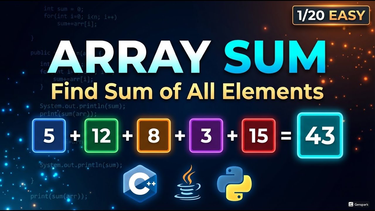 Find Sum of All Elements in Array | C++ Java Python | Easy Array Question 🔥